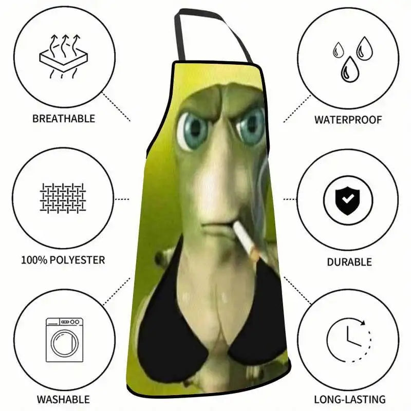 1pc Smoking for CATERPILLAR Krate Meme Print Apron, Made of Polyester, Suitable for Cooking, Barbecuing, and Indoor/outdoor
