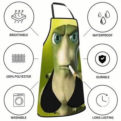 1pc Smoking for CATERPILLAR Krate Meme Print Apron, Made of Polyester, Suitable for Cooking, Barbecuing, and Indoor/outdoor