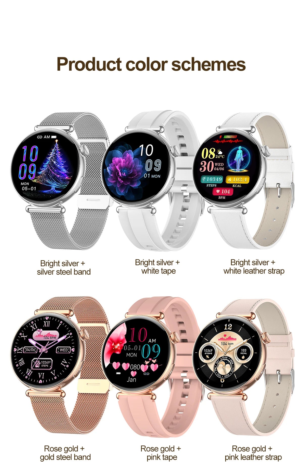 2026 New Women's Health Care Smartwatch ECG Blood Pressure Uric Acid Blood Lipids Sports IP68K Bluetooth call Fashion Smartwatch