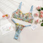 2-Piece Floral Lingerie Set Sheer Embroidery Underwear Intimates Underwire Push-up Versatile Bra Panty Set For Lady Girl