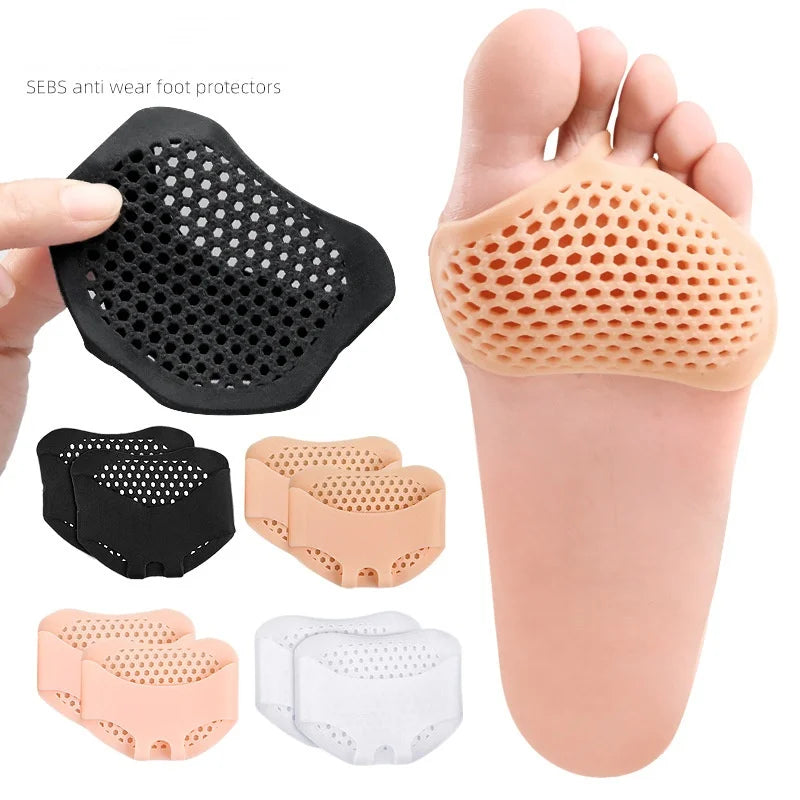 1 Pair Silicone Forefoot Pad Metatarsal Cushion Toe Separator Pain Relief Non-slip Pads Honeycomb Orthotics Foot Massage Insoles