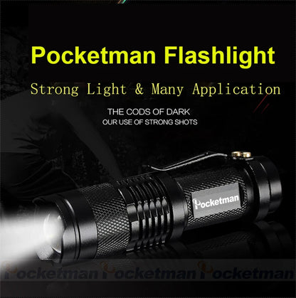 LED Flashlight Pocket Emergency Flashlight Zoomable Torch Aluminium Alloy 3 Lighting Modes Flashlight Waterproof Torch