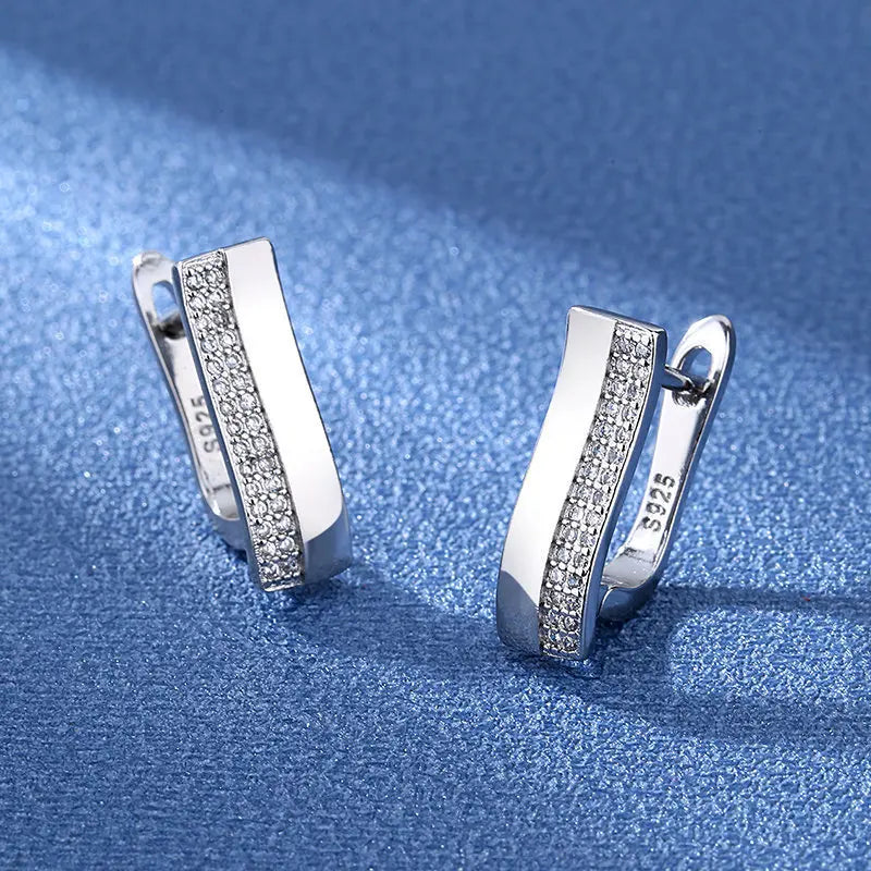 925 Sterling Silver Earrings Jewelry High Quality Retro Simple Pattern Purple White Zircon Earrings Hot Sale