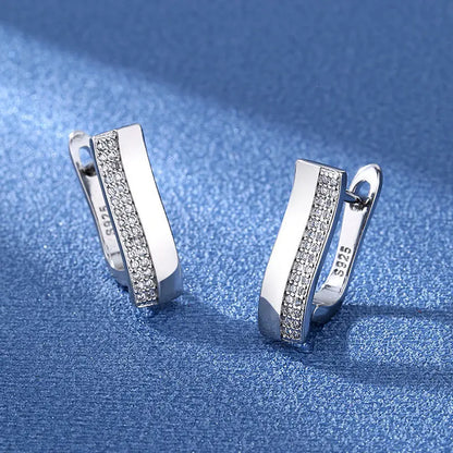 925 Sterling Silver Earrings Jewelry High Quality Retro Simple Pattern Purple White Zircon Earrings Hot Sale