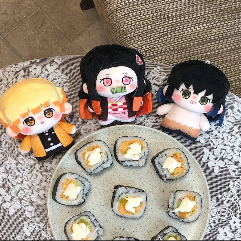 Demon Slayer Figure Anime Plush Doll Fans Gift Q Version Toy Gifts Kamado Nezuko Keyrings Cartoon Character Keychains Bag Charms