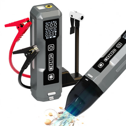 6 in 1 Car Jump Starter Tire Inflator with TPMS Portable Vacuum Cleaner Emergency Battery Booster Air Compressor LED Work Light