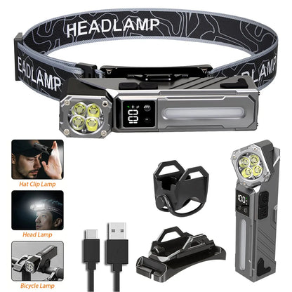 1500LM High Power LED Headlamp COB Head Flashlight With 7500Mah Built-in Battery USB Rechargeable Fishing Camping Lantern Torch