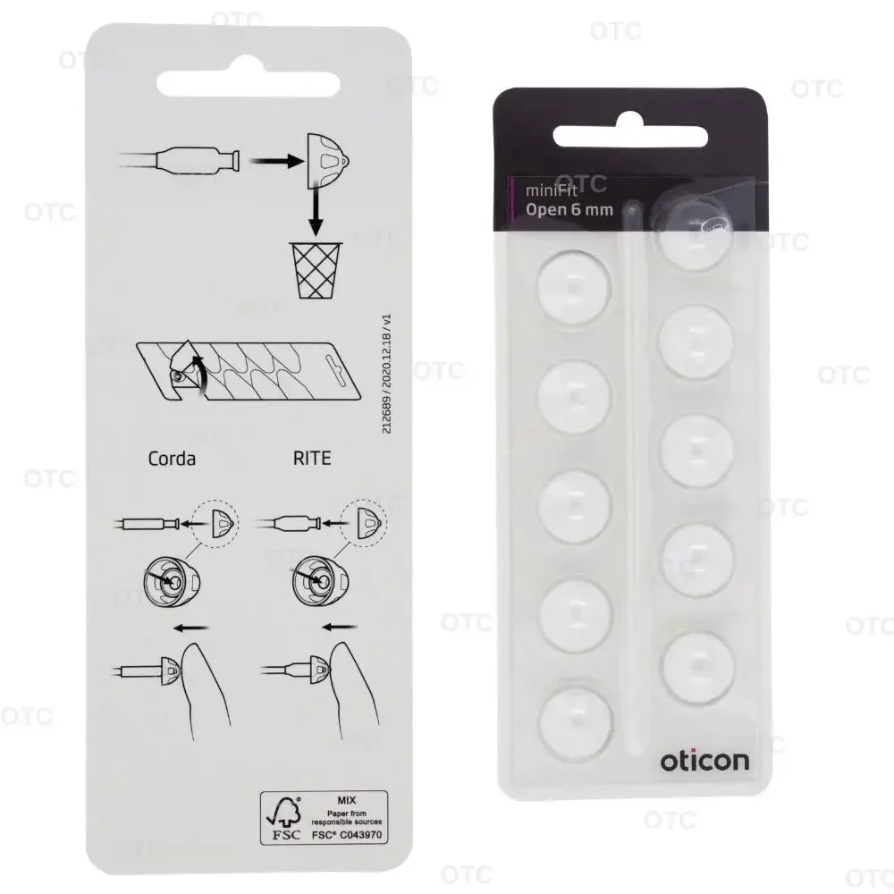 Oticon Minifit Open Domes for Hearing Aids - Replacement Tips in 6mm 8mm 10mm Sizes Compatible with Oticon Models