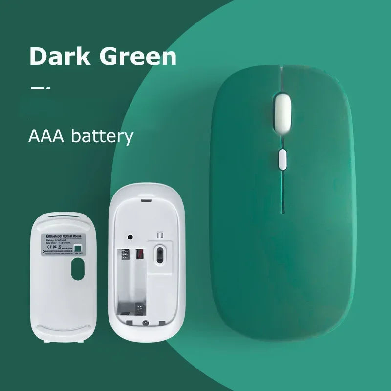 Battery-Powered Wireless Mouse Slim Bluetooth-compatible Computer Mice Portable Cordless Mouse for iPad Laptop Desktop Tablet