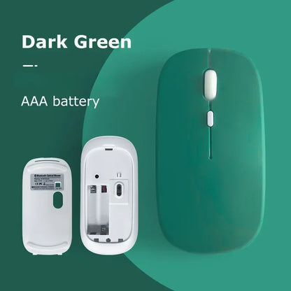 Battery-Powered Wireless Mouse Slim Bluetooth-compatible Computer Mice Portable Cordless Mouse for iPad Laptop Desktop Tablet