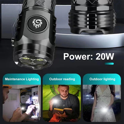 Type-C Rechargeable Waterproof Flashlight Adjustable Brightness Flash Light Super Bright Flashlight Powerful Handheld Flashlight