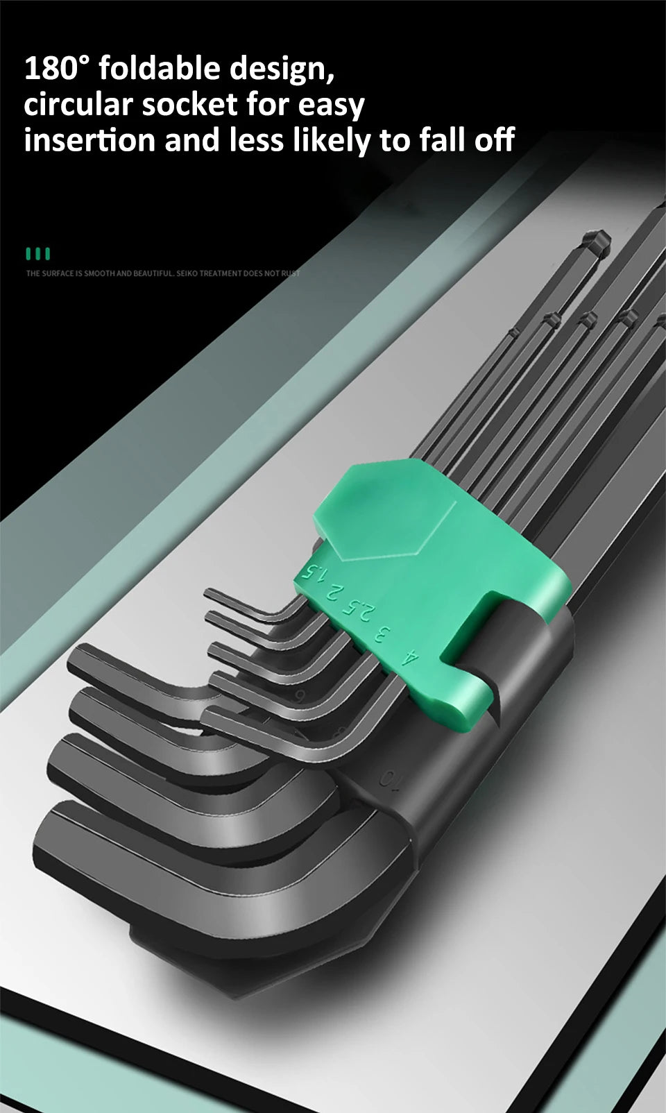 9Pcs Hex Wrench Set L Type Allen Key Set 1.5-10MM Hexagon Flat Ball Torx Star Head Spanner Screwdriver Set Household Hand Tools
