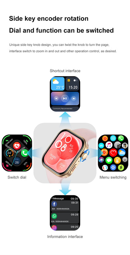 LIGE New 2.01-inch Smart Watch Men Women Heart Rate Health Monitor HD Bluetooth Call Waterproof Sport Smartwatch for Android iOS