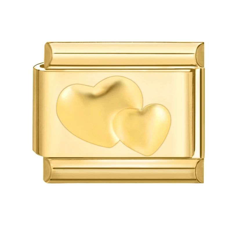 Fashion Women Men Gold Color Heart Butterfly Flower Italian Charm Link Fit 9mm Stainless Steel Bracelet DIY Jewelry