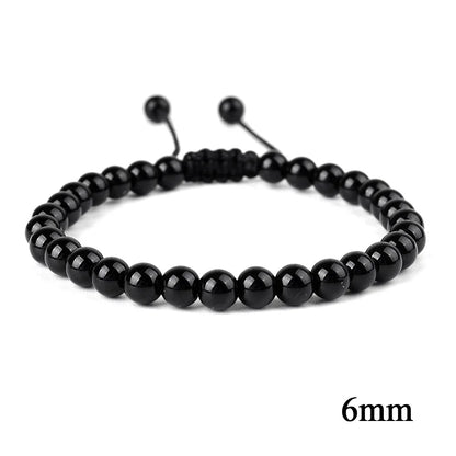 6mm 8mm 10mm Natural Stone Bracelet, Tiger Eye Agate Lava Bead Unisex Adjustable Handwoven Boho Jewelry Gift for Men Women