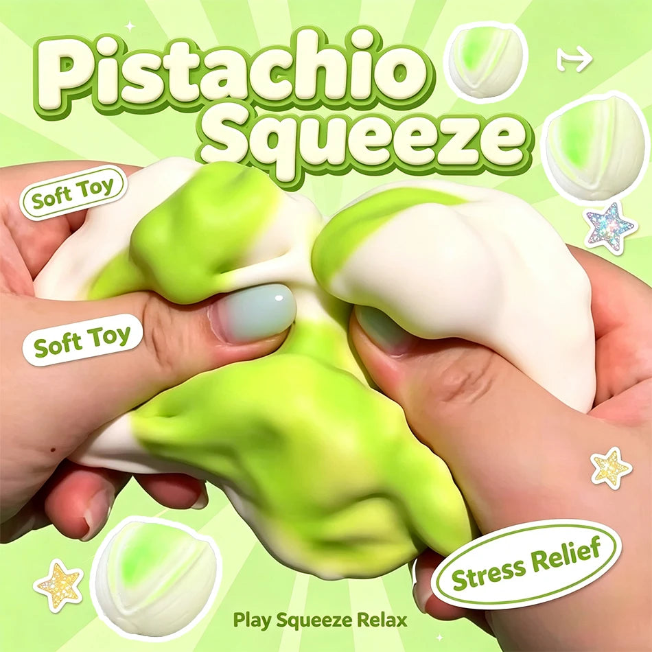 7CM Crispy Pistachio Soft Gel Stress Ball ASMR Sensory Toy Mood Relief Squishy Fidget Toy Cute Home Ornament Great For Gifting
