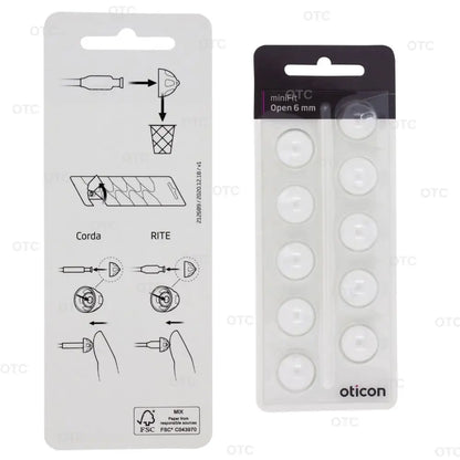 Oticon Minifit Open Domes for Hearing Aids - Replacement Tips in 6mm 8mm 10mm Sizes Compatible with Oticon Models
