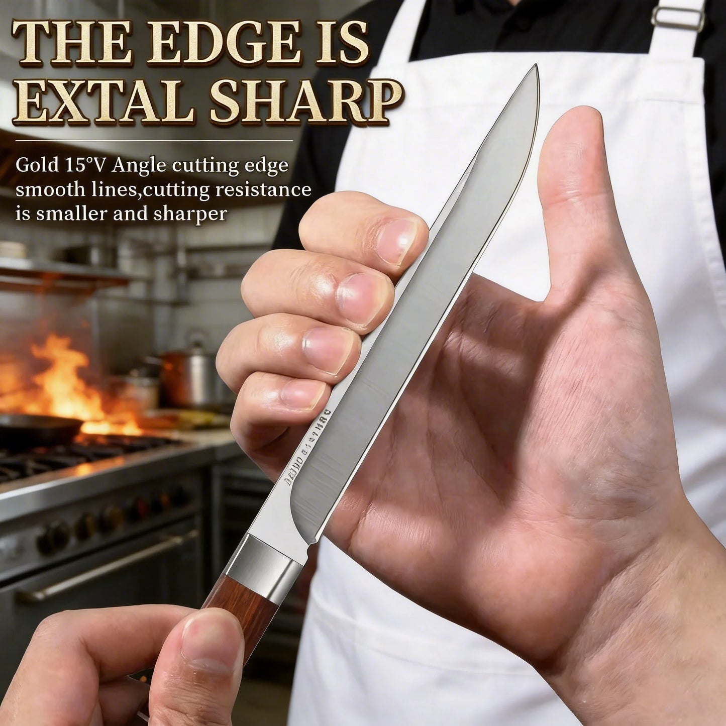 High-hardness stainless steel kitchen knife, professional fruit knife with leather sheath, ideal for cutting meat and cooking