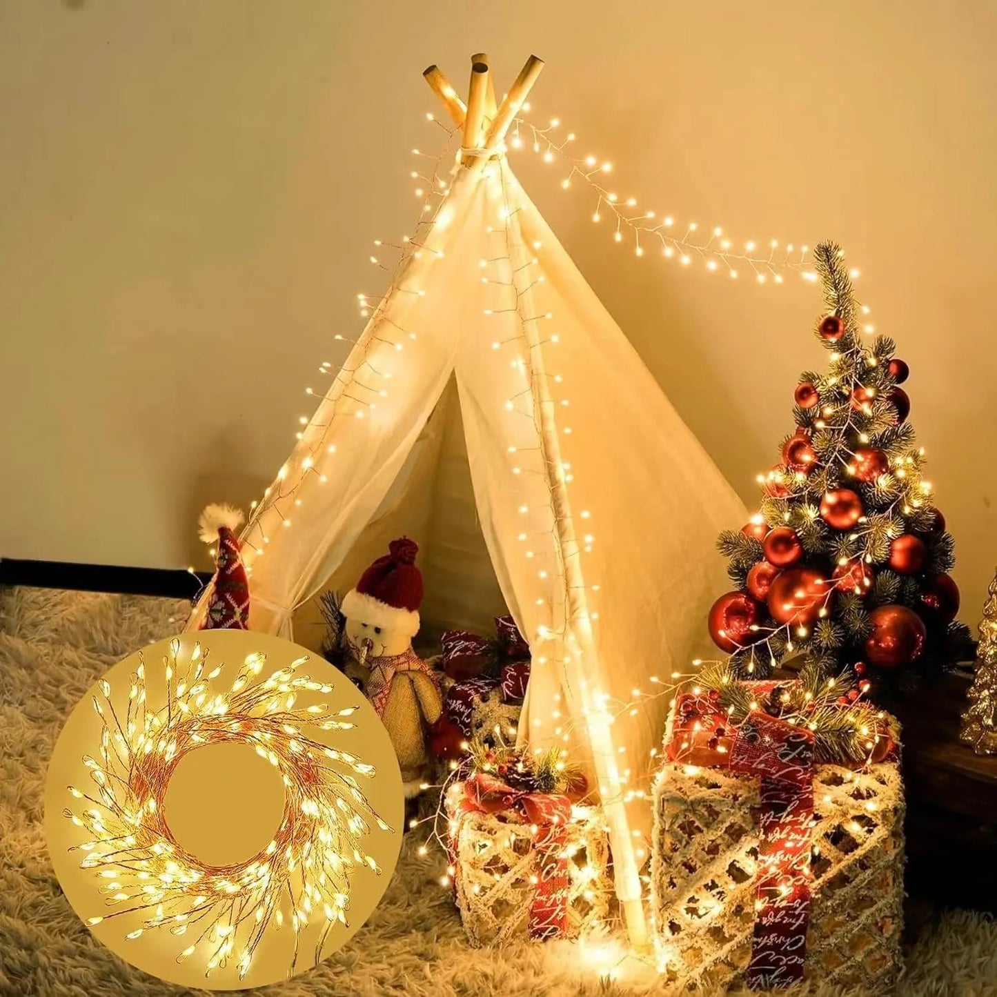 USB Power LED Firecracker String Lights Remote Control Garland Fairy Lights for Wedding Party Garden Plants Christmas Decoration