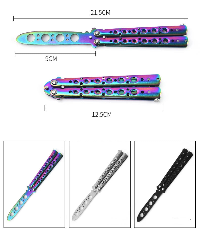 Portable Practice Butterfly Knife CSGO Balisong Trainer Stainless Steel Pocket Foldable Knife Training Tool for Outdoor Games