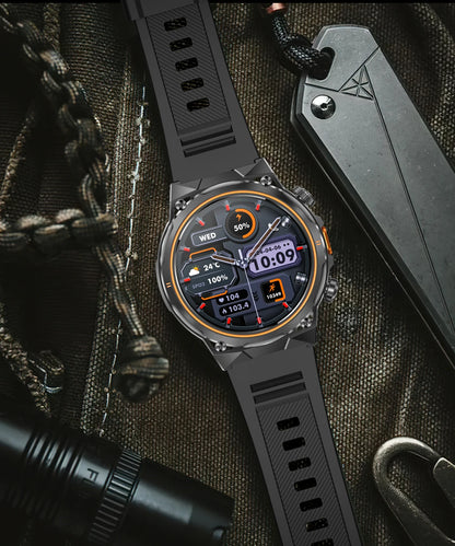 LIGE 2026 Nowy Zewnętrzny Wojskowy Zegarek Smartwatch z Baterią 400 mAh, Wodoodporność 5ATM, Latarka, Monitor Tętna, Tracker Sportowy dla Mężczyzn