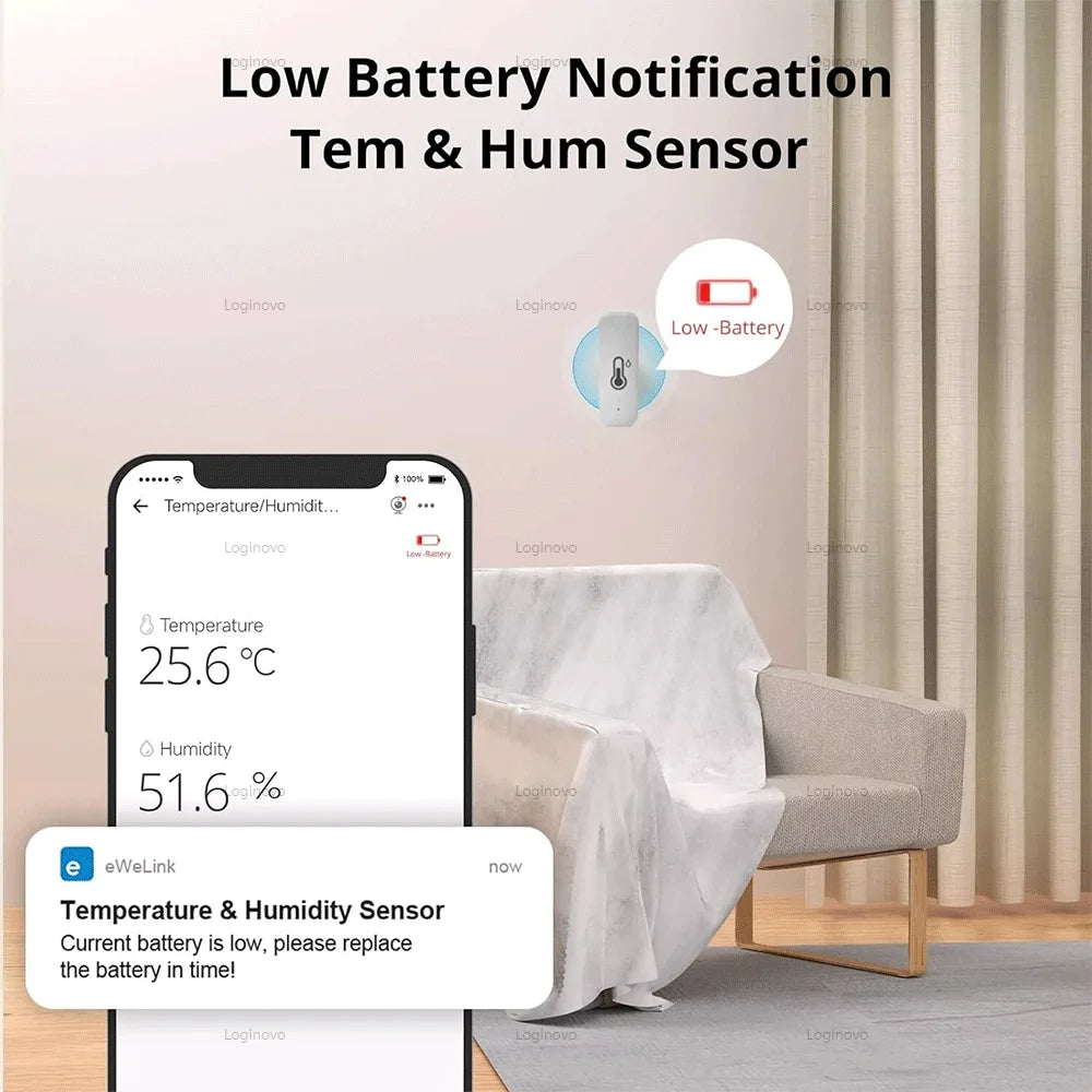 Zigbee Temperature Humidity Sensor Indoor Thermometer Hygrometer Meter Battery Powered Ewelink APP Control For Alexa Google