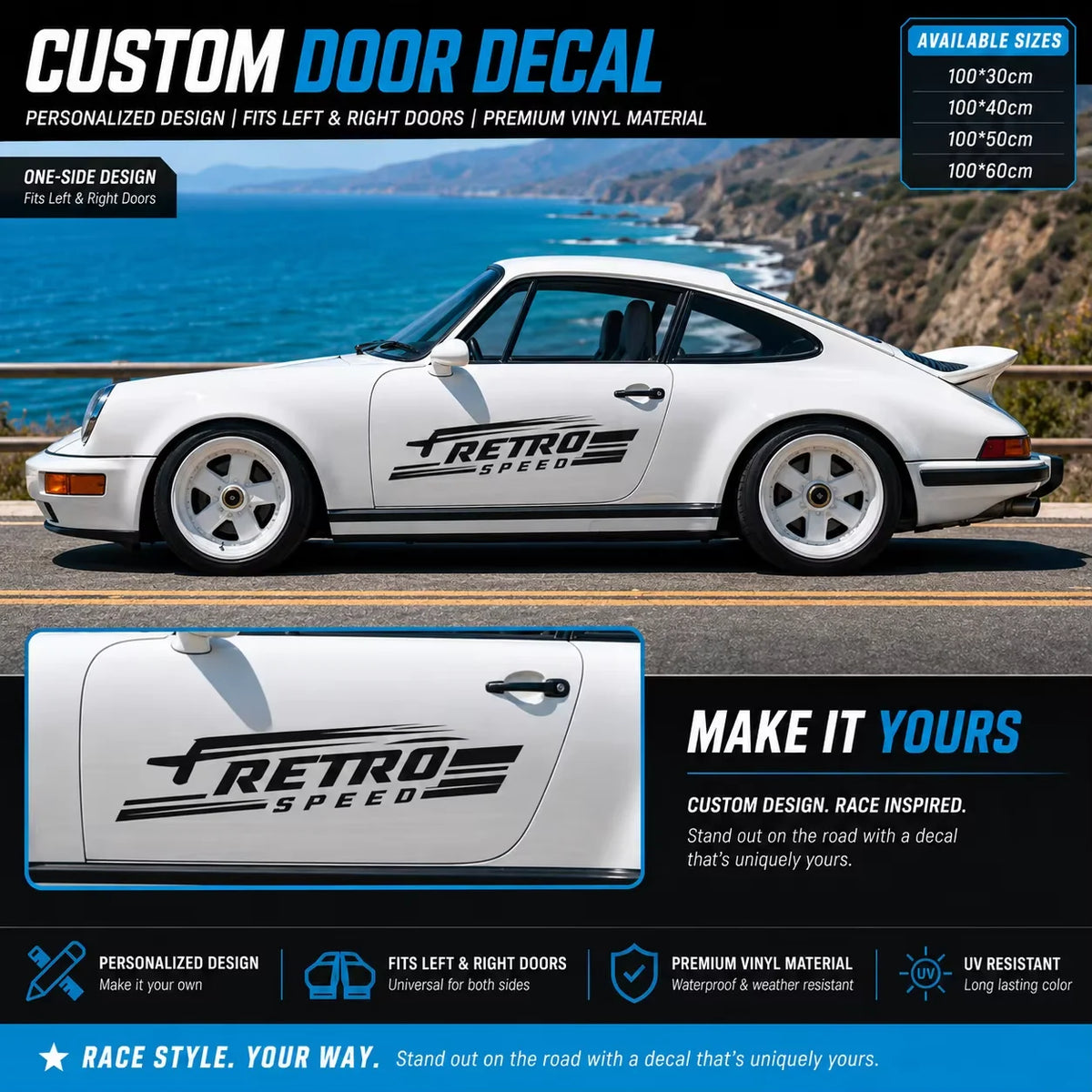 Custom Car Decal Personalized Vinyl Sticker with Photo Logo Text for Car Truck SUV Door Window Decoration