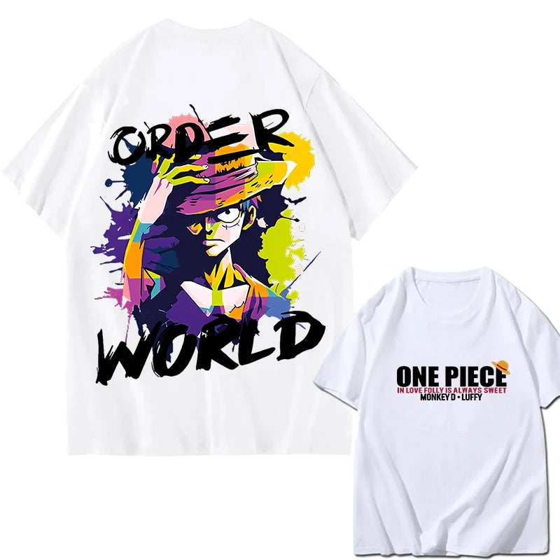 2026 New ONE PIECE Zoro Luffy Gear 5 Printed Short-sleeved Cotton T-shirt Summer Tide Pure Cotton Unisex Clothing