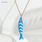 Cute Colorful Enamel Fish Pendant Necklaces For Women Girls Lovely Stainless Steel Gold Color Summer Waterproof Beach Jewelry