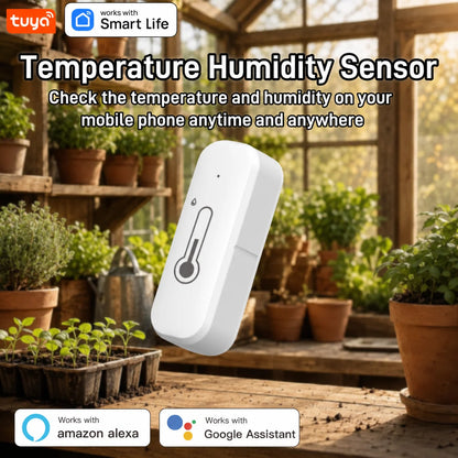 Tuya Temperature and Humidity Sensor, WiFi and Bluetooth Connectivity, Monitors Temperature Changes, Ideal for Smart Homes