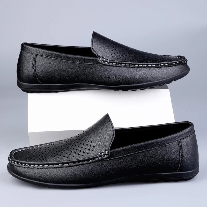New men's daily casual leather shoes driving shoes new hollow Doudou men's shoes outdoor lazy pedal