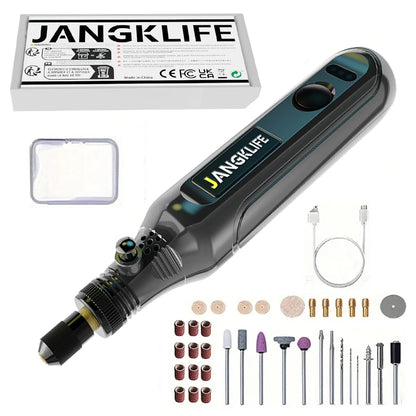JANGKLIFE USB Cordless Rotary Tool Kit Woodworking Engraving Pen DIY For Jewelry Metal Glass Mini Wireless Drill