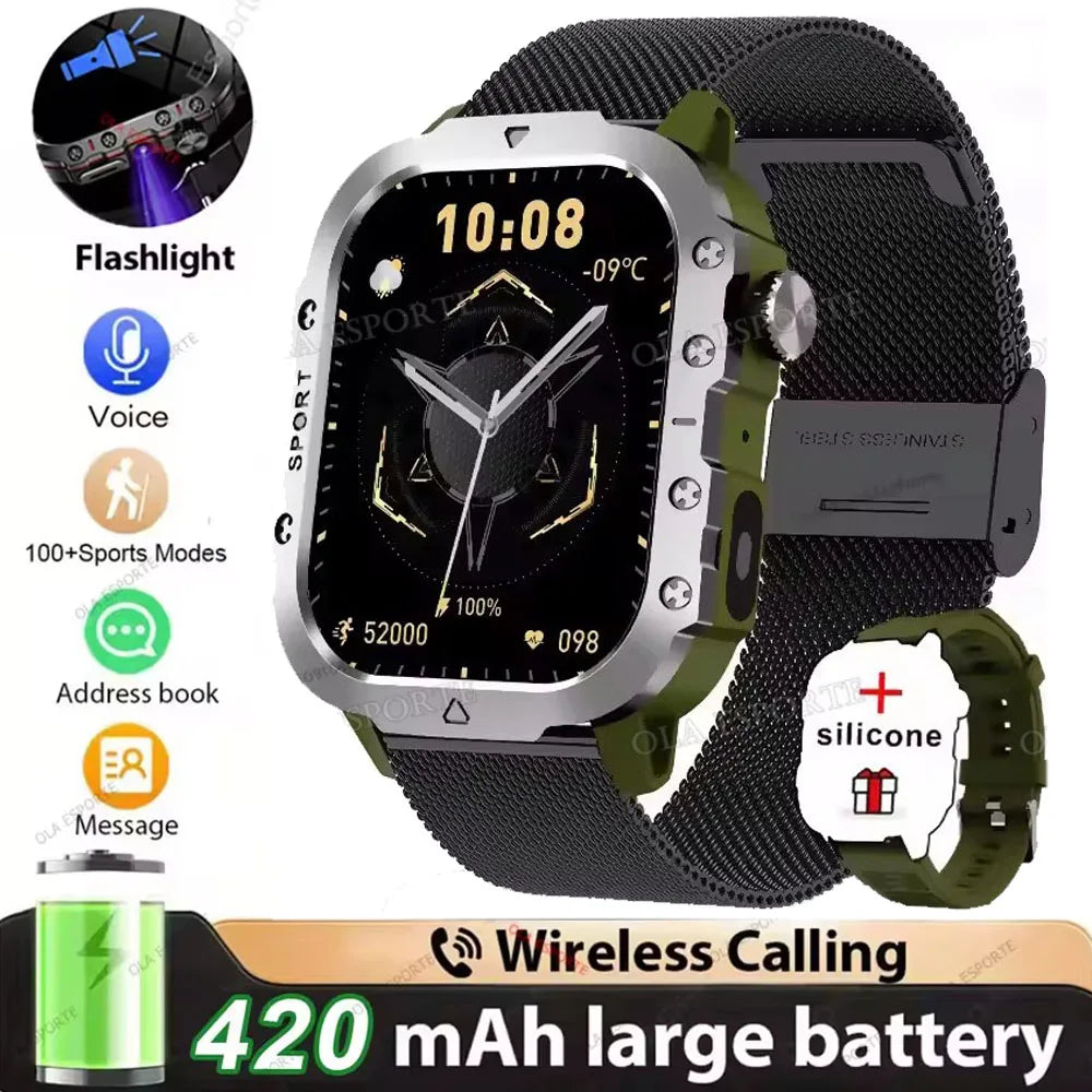 2026 New SmartWatch Men Militray Outdoor GPS Sport Watches Heart Rate Sleep Waterproof Smart Watch IOS Android