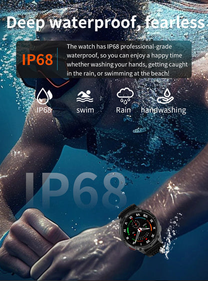 LIGE Smart Watch 2026 Gorąca Sprzedaż 1100mAh Wojskowy Wodoodporny Kompas Latarka LED Tryby Sportowe Męski Smartwatch Dla Android iOS