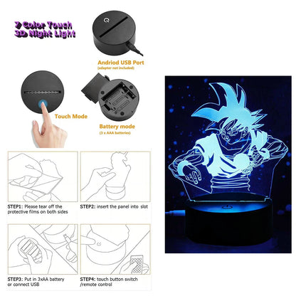 Dragon Ball Z Anime Figures Goku Vegeta Gohan Broly 3D Lamp PVC Action Figures Toys for Children Trunks Buu Super Saiyan Gifts