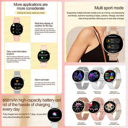 ECG Smart Watches Women 1.32 inch  AMOLED Screen Physical Examination Blood oxygen Pressure Fat Call Health ECG+PPG Smartwatch