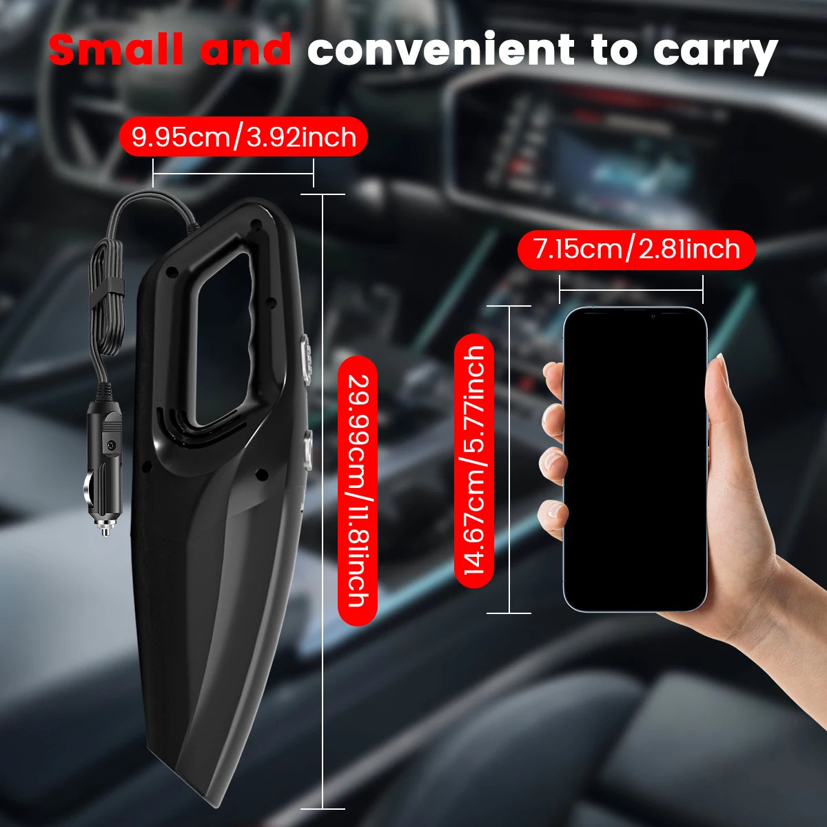 Wired Handheld Portable Mini Car Vacuum Cleaner High Suction 12V Multi-Purpose Small Household Pump for Vehicles
