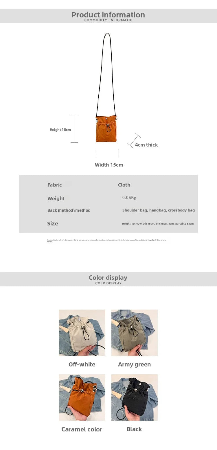 1× Nylon Crossbody Bag Soft Mini Phone Wallet Multifunctional Canvas Square Shoulder Bag Messenger Bag for Outdoor Hiking Travel