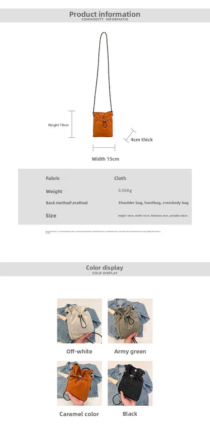 1× Nylon Crossbody Bag Soft Mini Phone Wallet Multifunctional Canvas Square Shoulder Bag Messenger Bag for Outdoor Hiking Travel