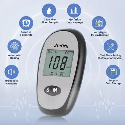 Blood Glucose Meter With Individually Wrapped Glucose Test Strip Glucometer Kit Blood Sugar Monitor for Diabetes Fast Result