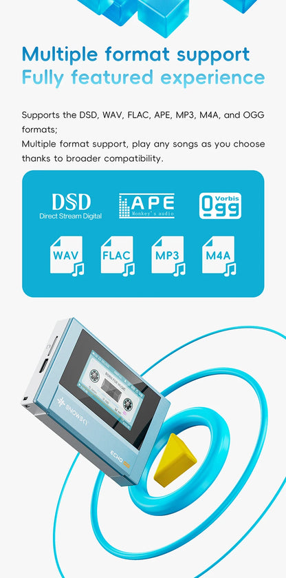 SnowSky/FiiO Echo Mini HiFi Bluetooth MP3 Pure Music Player, 15 godzin odtwarzania, wyjście słuchawkowe 3,5 mm/4,4 mm