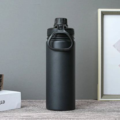 WATERSY 650ml Double Wall Thermal Bottle Stainless Steel Insulated Bottle with Handle Sports Water Bottle Vacuum Flask Keep Cold