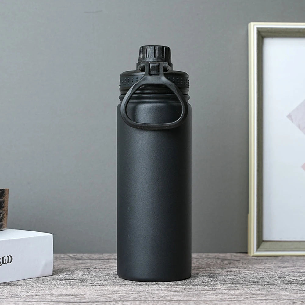 WATERSY 650ml Double Wall Thermal Bottle Stainless Steel Insulated Bottle with Handle Sports Water Bottle Vacuum Flask Keep Cold