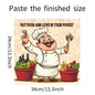 1pcs Laughing Chef Delicious Ingredients Poster Cabinet Dining Room Background Landscaping Wall Sticker Kitchen Decoration