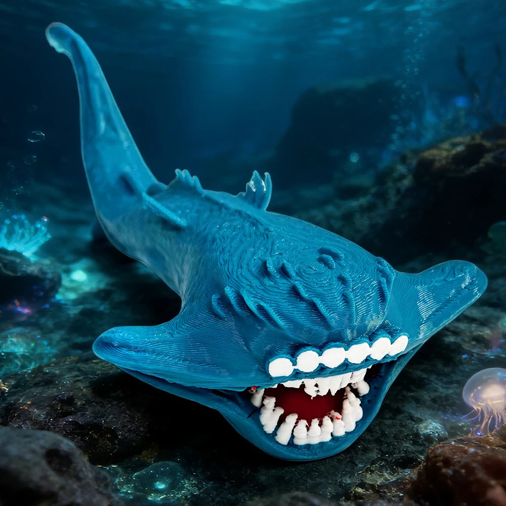 Bloop Sea Monster 3D Printed Flexible Articulated Fidget Toy – Sea Eater Deep Sea Creature Collectible Stress Relief Desk Toy