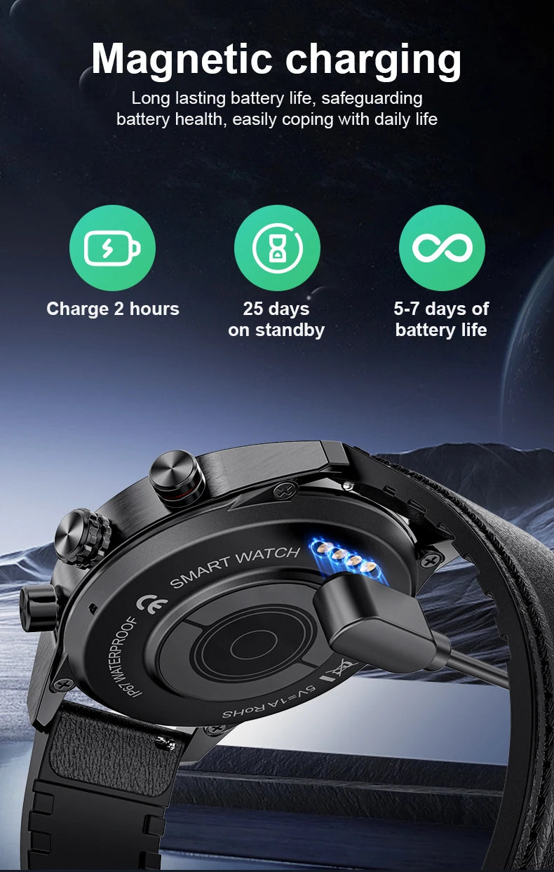 LIGE 2025 New Rugged Military Sports Smart Watch Men 1.39” HD Screen Heart Rate Bluetooth Call Waterproof Outdoor Men SmartWatc