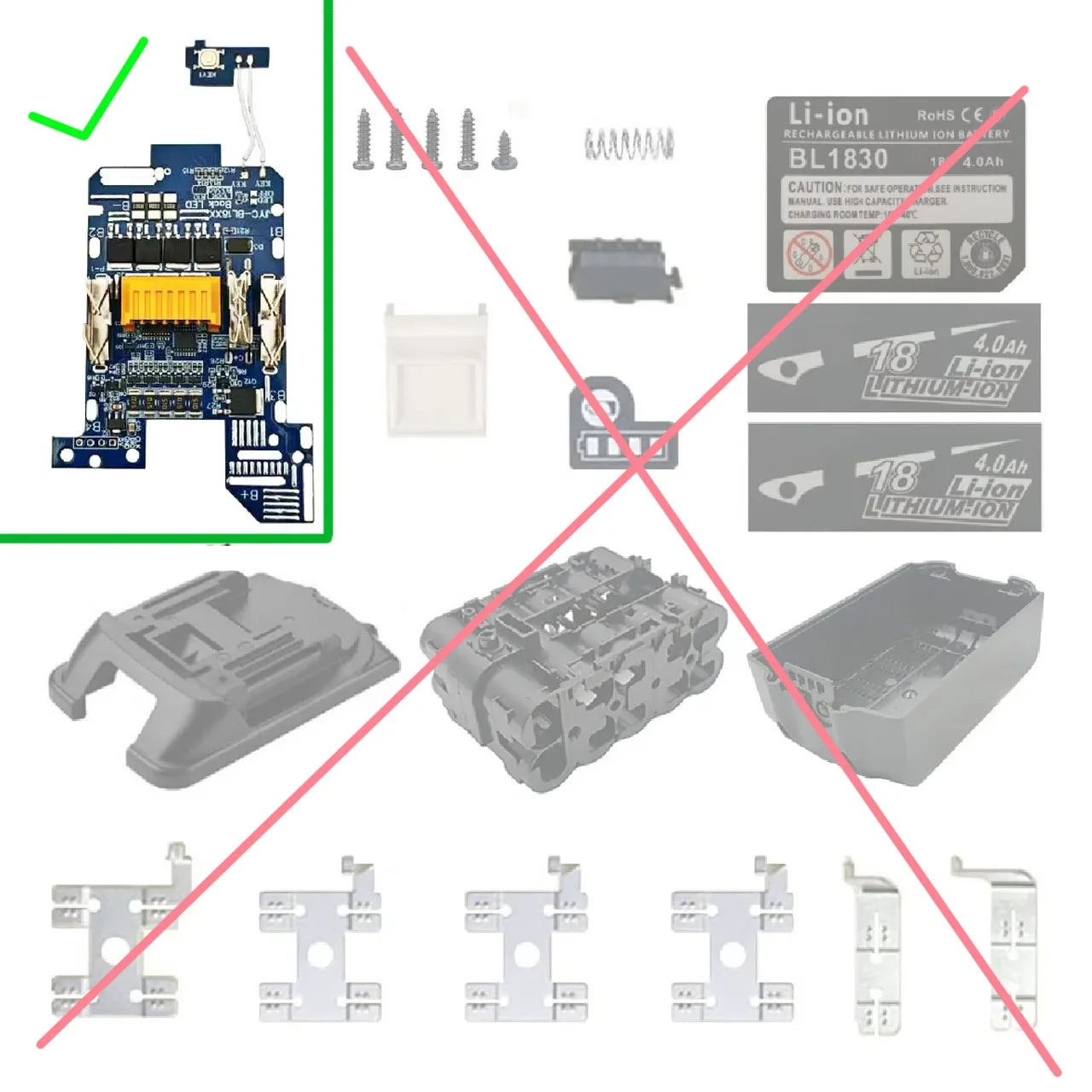 BL1830 BMS PCBA Balance Charging Circuit Board For MAKITA 18V Li-ion Battery Case Lithium Ion Batteries Pack BL1820 BL1860