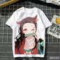 2026 Summer Demon Slayer Nezuko Cherry Blossom Butterfly Print Cotton T-Shirt Adult Kids Casual Loose Breathable Anime Tops Y2k
