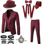 Retro Gatsby 1920S Men's Slim Fit Suit Set with Hat Vest Shirt for Engagement Party Dress Up