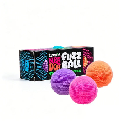 Needoh Mini 3 Pack Fuzz Ball Stress Teenie Squishy Sensory Toy The Groovy Glob Relief Fidget Non-Toxic Soft Balls for ADHD Gift